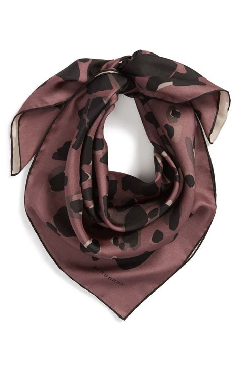 burberry reversible animal print silk square scarf|Burberry silk scarves on sale.